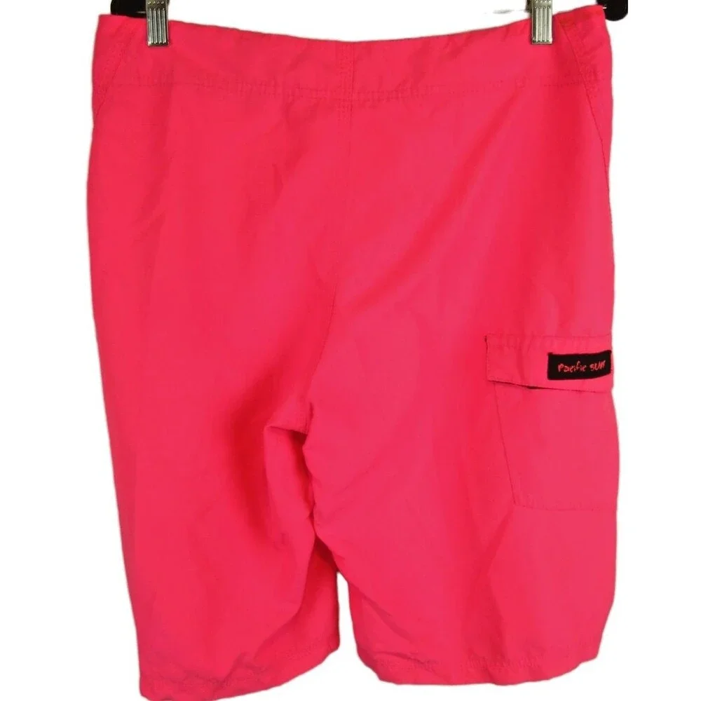 Mens Pacific Surf Neon Pink Unlined Board Shorts sz Lx10